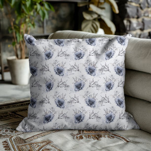 Coussin Fleur Bleue Élégante