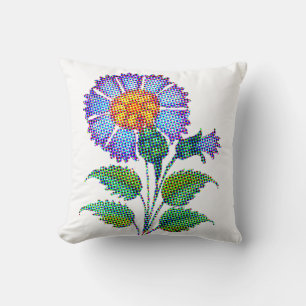 Coussin Fleur Bleue en Demi-teinte Beaux-arts