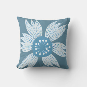 Coussin Fleur Bleue Fleurie Moderne
