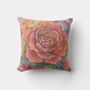 Coussin Fleur Boho Rose, Chick, Élégant, Cosy