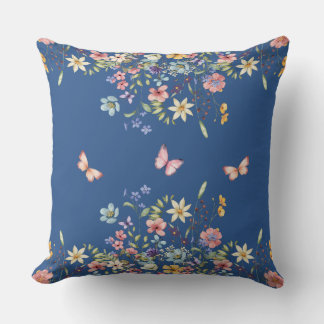 Coussin Fleur botanique bleue