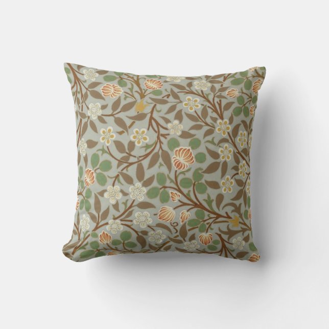 Coussin Fleur botanique de trèfle William Morris (Recto)