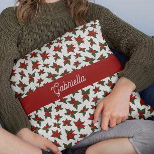 Coussin Fleur botanique rouge de Noël