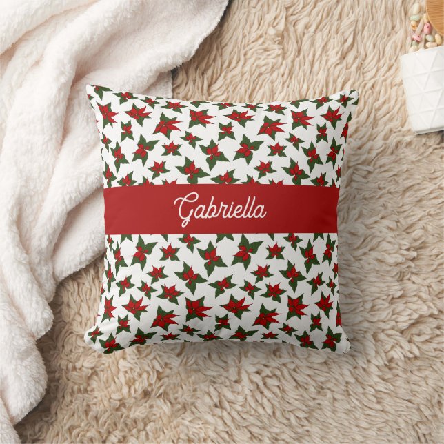 Coussin Fleur botanique rouge de Noël (Couverture)