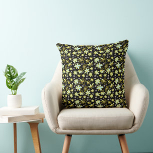 Coussin Fleur Bouquet Daisy Meadow Noir Jaune Bleu