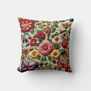 Coussin Fleur brodée