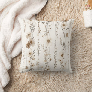 Coussin Fleur brun crème