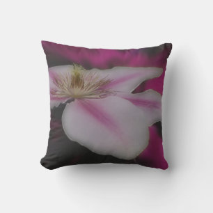 Coussin Fleur Clematis Blanche Et Rose