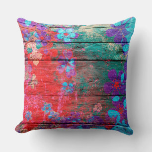 Coussin Fleur couleur Pastel sur bois #5