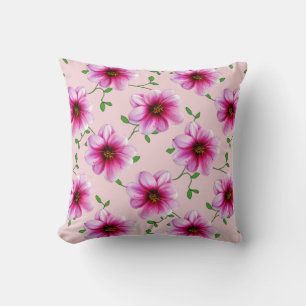 Coussin Fleur Dahlia rose botanique sur n'importe quelle c