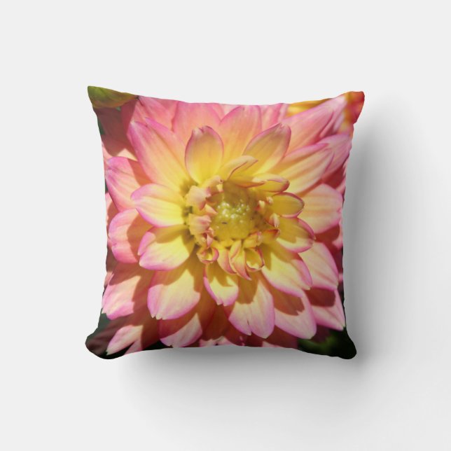 Coussin Fleur Dahlia rose chaud (Recto)