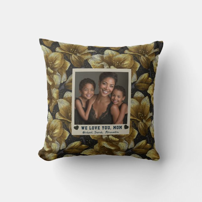 Coussin Fleur d'Amaryllis Belle-Mère Maman Décoration de M (Recto)