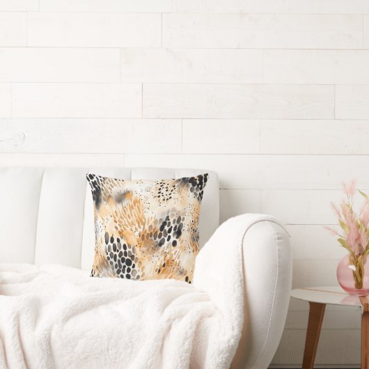 Coussin Fleur d'animal léopard crème noir sauvage (Canapé)