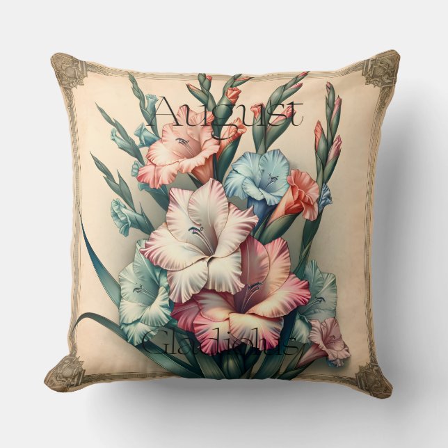 Coussin Fleur d'anniversaire d'août Gladiolus Décor floral (Recto)