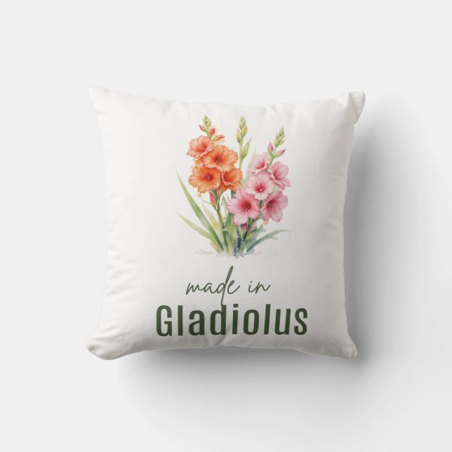 Coussin Fleur d'août Gladiolus Naissance Plat Merci  (Recto)