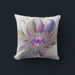 Coussin Fleur d'art Abstrait, énergique et coloré<br><div class="desc">Une puissante fleur d'imaginaire multicolore,  un art fractal floral unique. Conception pour votre coussin extérieur et plus encore.</div>
