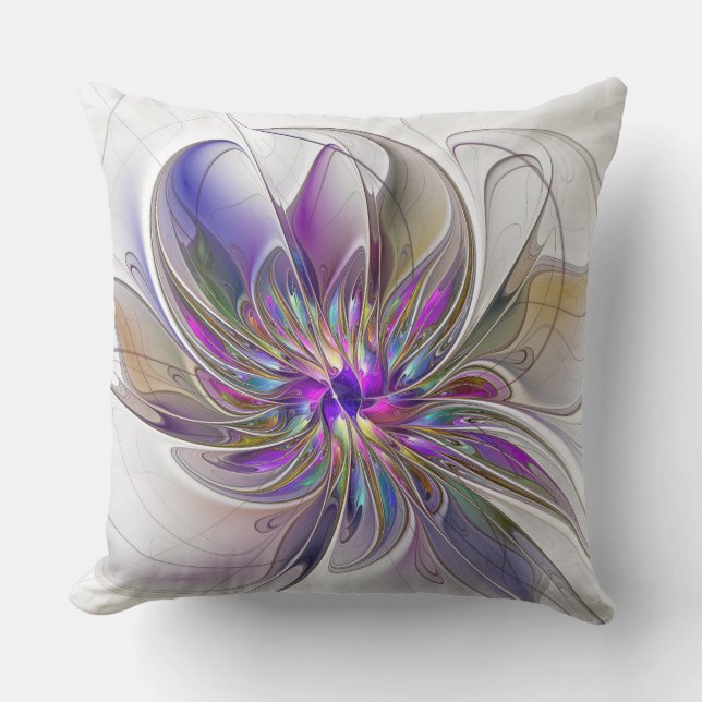Coussin Fleur d'art Abstrait, énergique et coloré (Recto)
