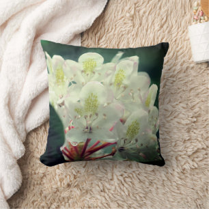 Coussin Fleur d'Azalée Blanche Avec Gouttes de Pluie