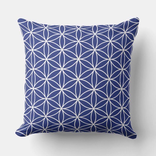Coussin Fleur de blanc de la vie sur le motif bleu (Recto)