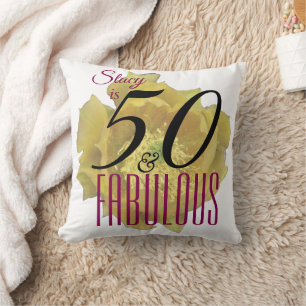 Coussin Fleur de cactus jaune 50 et Fabuleux anniversaire