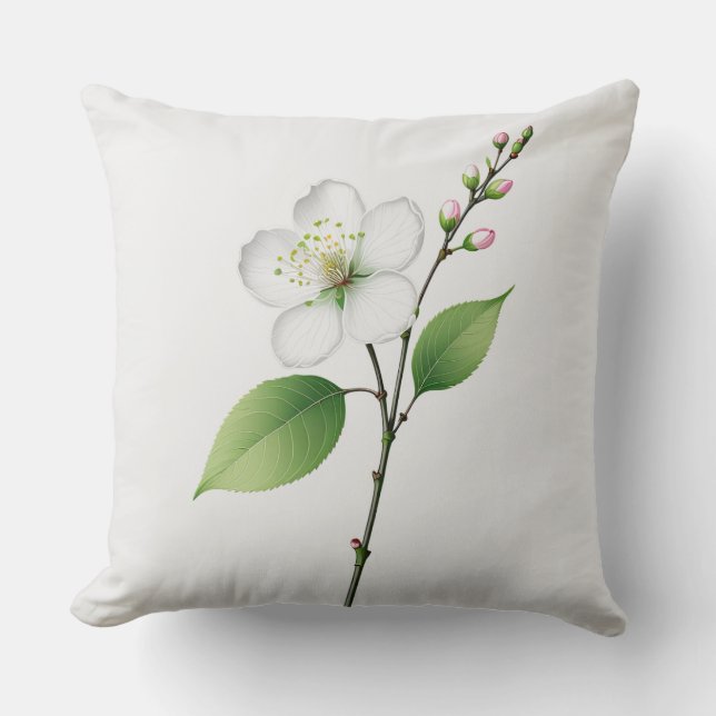 Coussin Fleur de cerisier blanc unique (Recto)