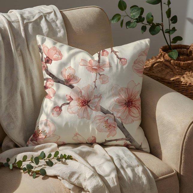 Coussin Fleur de cerisier délicate sans couture  (Créateur téléchargé)