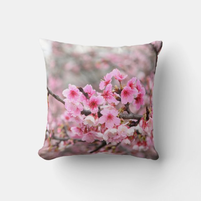 Coussin Fleur de cerisier Fleurs d'arbre japonaises rose f (Recto)