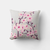 Coussin Fleur de cerisier rose gris (Recto)