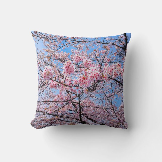 Coussin Fleur de cerisier Sakuras Oriental Floral Naturel (Recto)