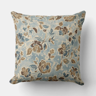 Coussin Fleur de Cottage Bleu Clair Brun