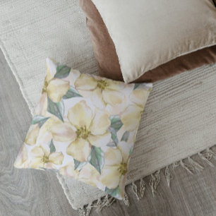 Coussin Fleur de crème à l'aquarelle - Floral neutre