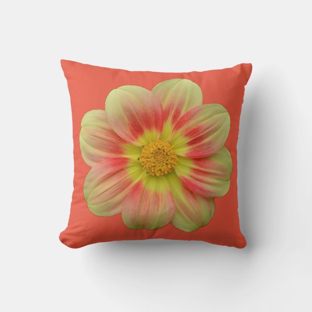 Coussin Fleur de dahlia orange et jaune (Recto)