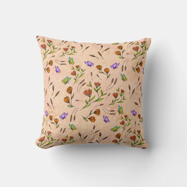Coussin Fleur de fantaisie Whimsy Bloom – Botanique dessin (Recto)