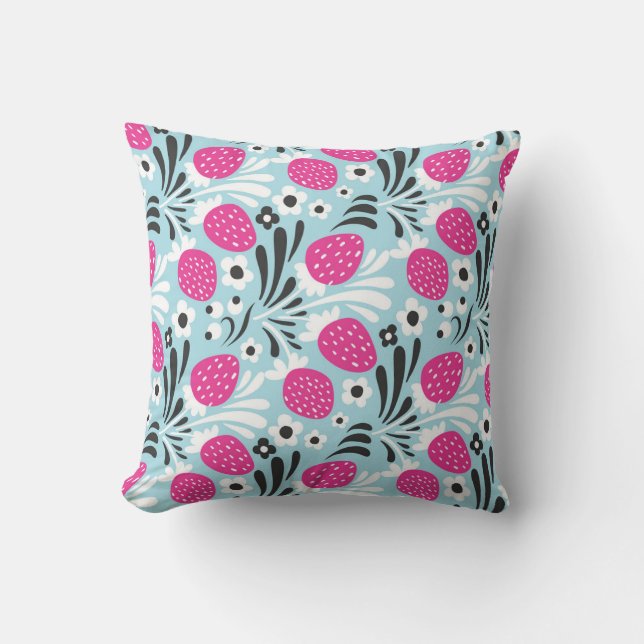 Coussin Fleur de fraise : Berry Rose Sans Seamless. (Recto)