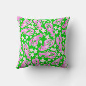 Coussin Fleur de homard preppy motif rose vert  (Verso)