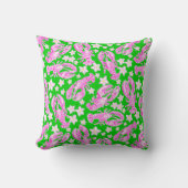 Coussin Fleur de homard preppy rose vert motif  (Recto)