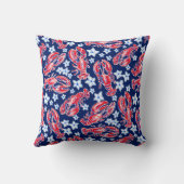 Coussin Fleur de homard preppy rouge marine  (Verso)