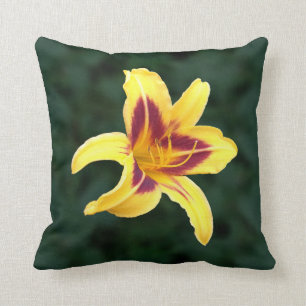 Coussin Fleur de jour jaune avec rouge, Hemerocallis :