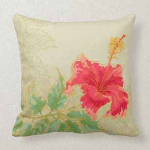 Coussin Fleur de ketmie sur l'arrière - plan modifié la