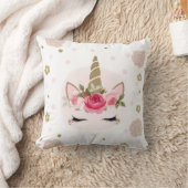 Coussin Fleur de licorne rose et or tendance mignonne (Couverture)