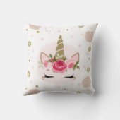 Coussin Fleur de licorne rose et or tendance mignonne (Verso)