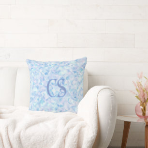 Coussin Fleur de lilas à pétale organique Monogramme perso