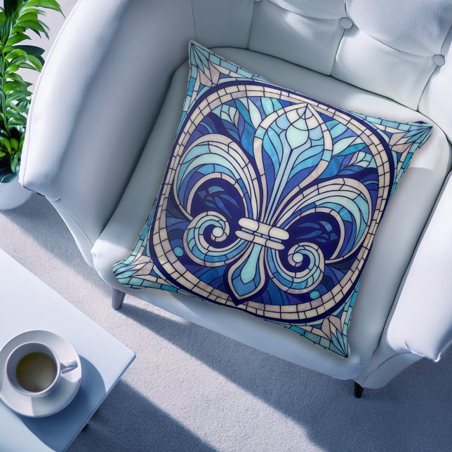 Coussin Fleur-de-lis - Art de la mosaïque de verre (Créateur téléchargé)