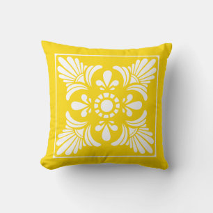 Coussin Fleur De Lis Blanc Jaune Soleil Décor