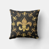 Coussin Fleur de lis - décoration circulaire - Or et noir (Verso)