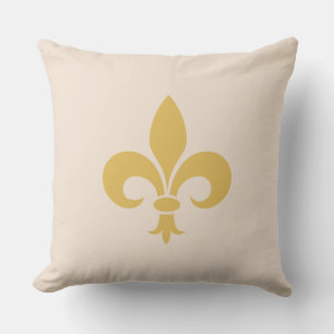 Coussin Fleur de Lis dorée sur beige champagne clair