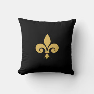 Coussin Fleur de Lis dorée sur fond noir