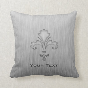 Coussin Fleur de lis ; Métal-regard balayé