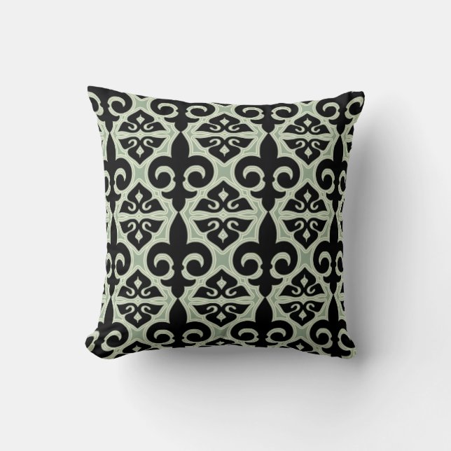Coussin Fleur de Lis Motif noir et vert (Recto)