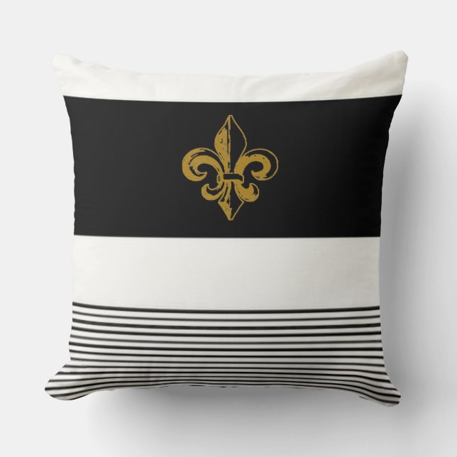 COUSSIN FLEUR DE LIS NOIR ET BLANC 20 X 20 (Recto)